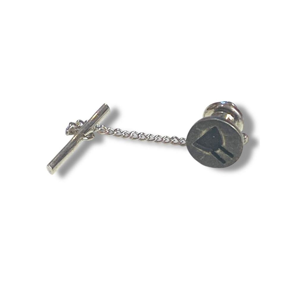 Vintage Silvertone‎ Tie Tack Pin with Bar Primitive Symbol